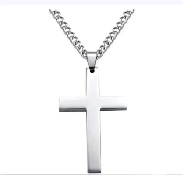 UNISEX SIMPLE CROSS STAINLESS STEEL PENDANT NECKLACE