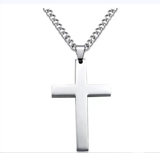 UNISEX SIMPLE CROSS STAINLESS STEEL PENDANT NECKLACE