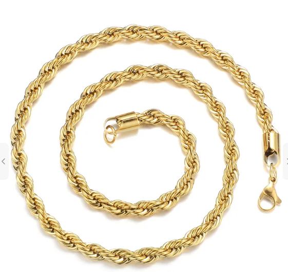 UNISEX GOLD AND SILVER STAINELESS STEEL ROPEVNECKLACE