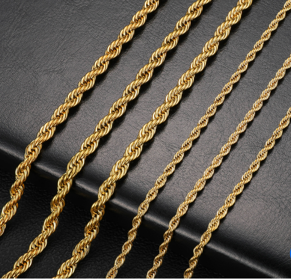 UNISEX GOLD AND SILVER STAINELESS STEEL ROPEVNECKLACE