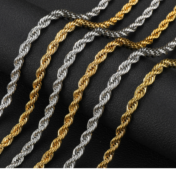 UNISEX GOLD AND SILVER STAINELESS STEEL ROPEVNECKLACE